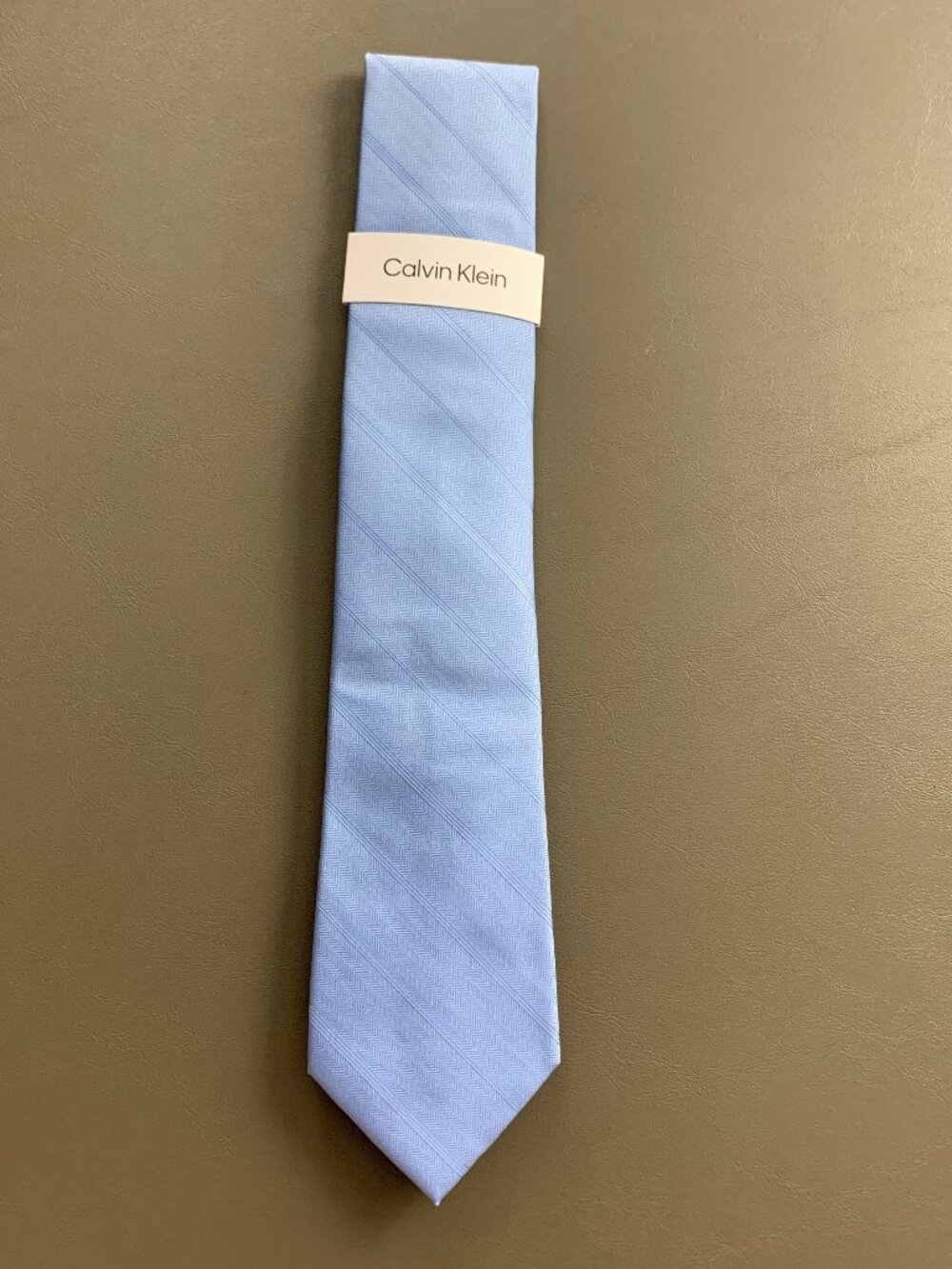 Calvin Klein Men's 3'' Polyester and Silk Neck Tie, Light Blue Randi Stripe, OS